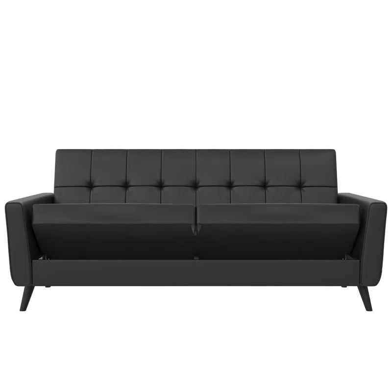 Giblin 81'' Faux Leather Convertible Sofa with Storage