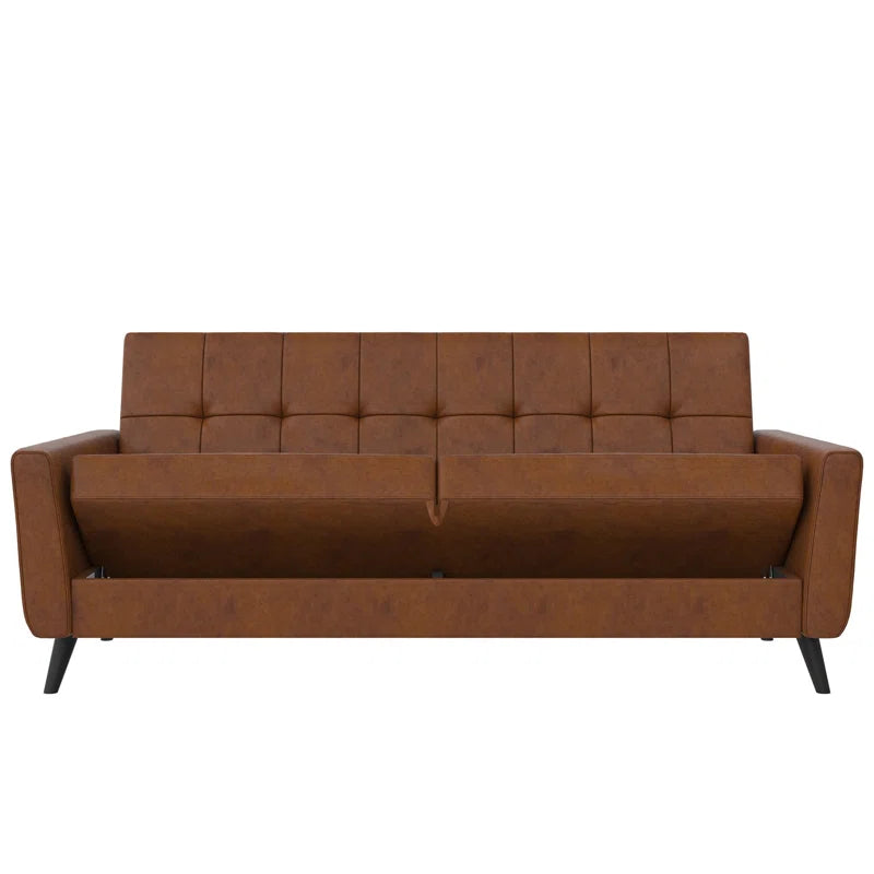 Giblin 81'' Faux Leather Convertible Sofa with Storage