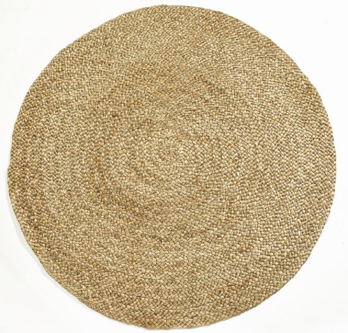 Handwoven Natural Jute Braided Area Rug - Soft Underfoot, 5Ft Round - Ideal for Bedroom, Living Room, and Dining Room