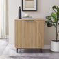 Coastal Oak/Black Wood and Metal Reeded Accent Cabinet with 2 Doors